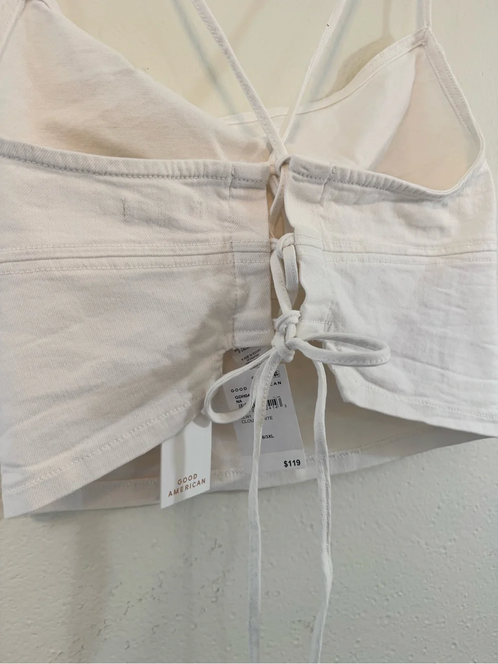 GOOD AMERICAN Tie Back Denim Crop Camisole - Picture 5 of 5